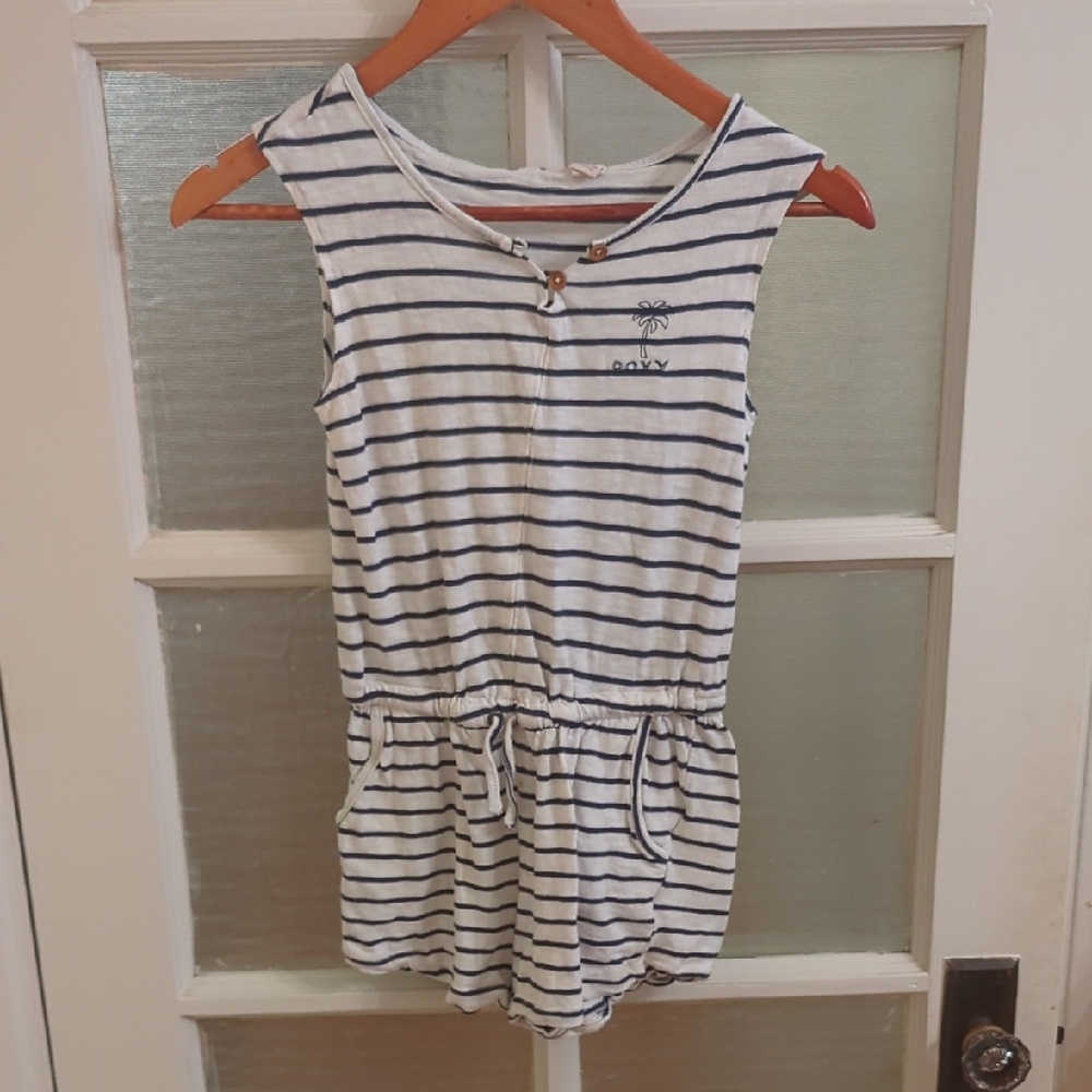 Roxy Navy and White Striped Romper